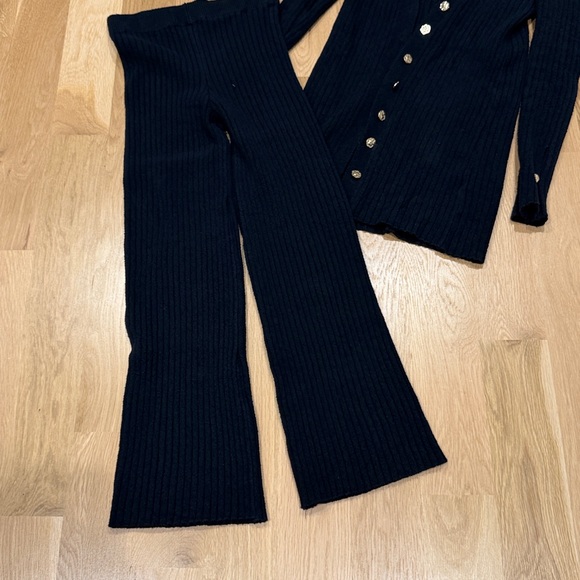 Zara navy Ribbed knit Wide Leg Pants & long Cardigan Set size small - Picture 4 of 9